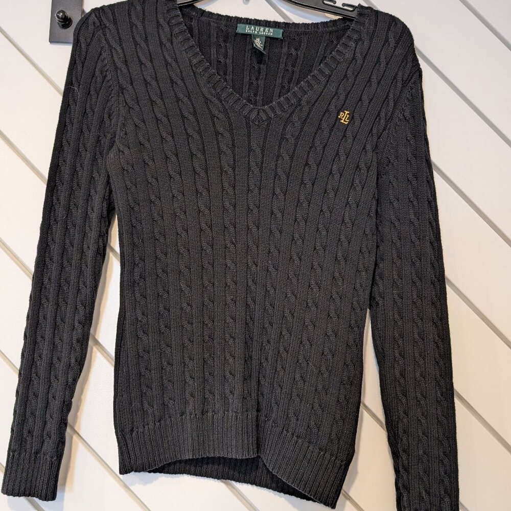 Ralph Lauren Black Cable Knit Sweater